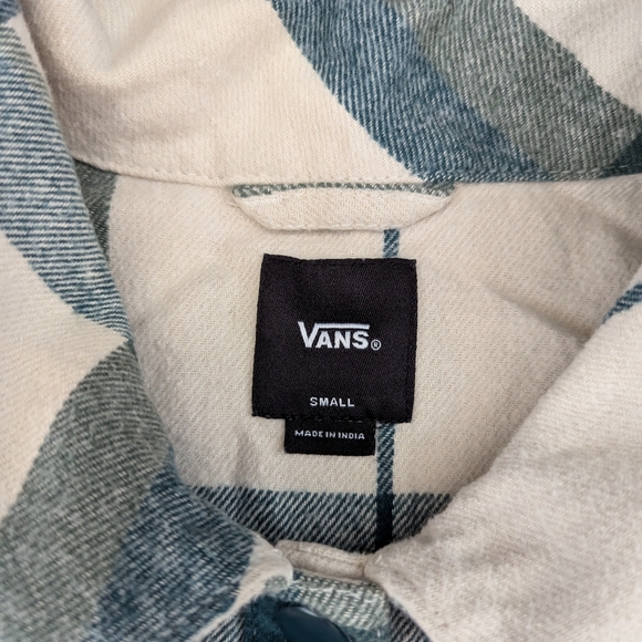 Vans Hal Green Cream Oversized Plaid Shacket Shirt Jacket Women's Small - Picture 5 of 10